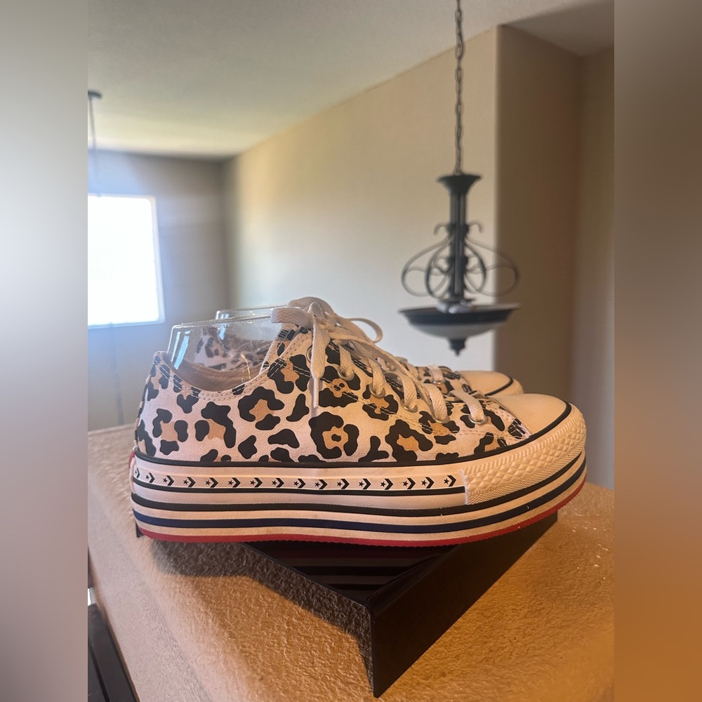 Converse animal print platform red bottom